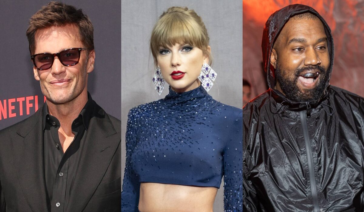 Tom Brady takes pictures at Taylor Swift and Kanye West throughout Netflix roast img